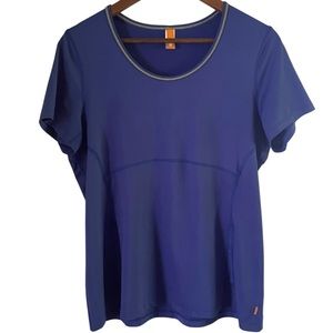 LUCY Royal Blue & Lime Green Stitched Short Sleeve Workout T Shirt Size Large